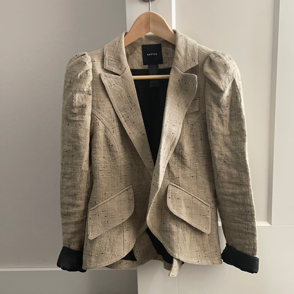 SMYTHE Pouf Sleeve One Button Blazer